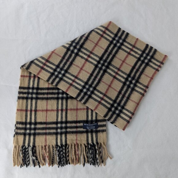 Authentic Burberry Scarf Beige Unisex Classic Cashmere Check - Winter Accessory - Picture 1 of 7